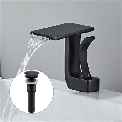 Waterfall Single-Hole Bathroom Faucet, Single-Handle Faucet with Pop-Up Drain