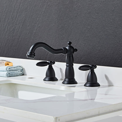 Widespread Modern Bathroom Faucet, Dual-Handle High Arc Brass Faucet, Matte Black / Chrome / Polished Gold / Rose Gold / Antique Brass