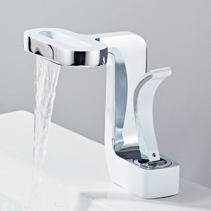 Waterfall Single-Hole Bathroom Faucet, Single-Handle Brass Vanity Faucet