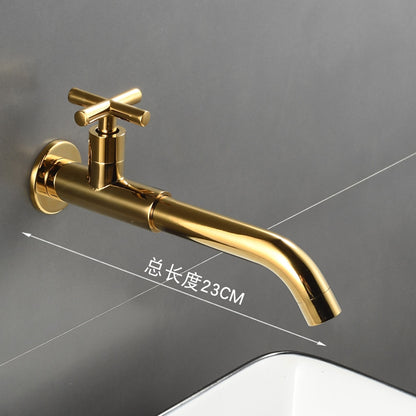 Wall-Mount Single-Handle Bathroom Faucet, Brass Sink Faucet with Swivel Spout / Cross Handle, Matte Black / Antique Brass / Chrome / Polished Gold / Gunmetal / Stainless Steel / Polished Brass