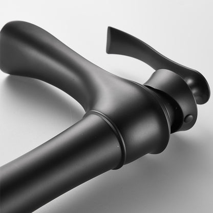 Matte Black Waterfall Vessel Bathroom Faucet, Single-Handle Single-Hole Basin Faucet