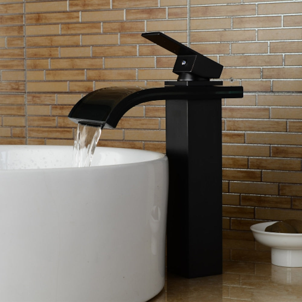Oil-Rubbed Bronze Waterfall Vessel Sink Faucet, Single-Handle Single-Hole Faucet