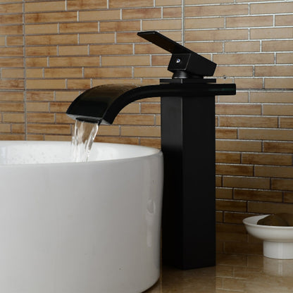Oil-Rubbed Bronze Waterfall Vessel Sink Faucet, Single-Handle Single-Hole Faucet