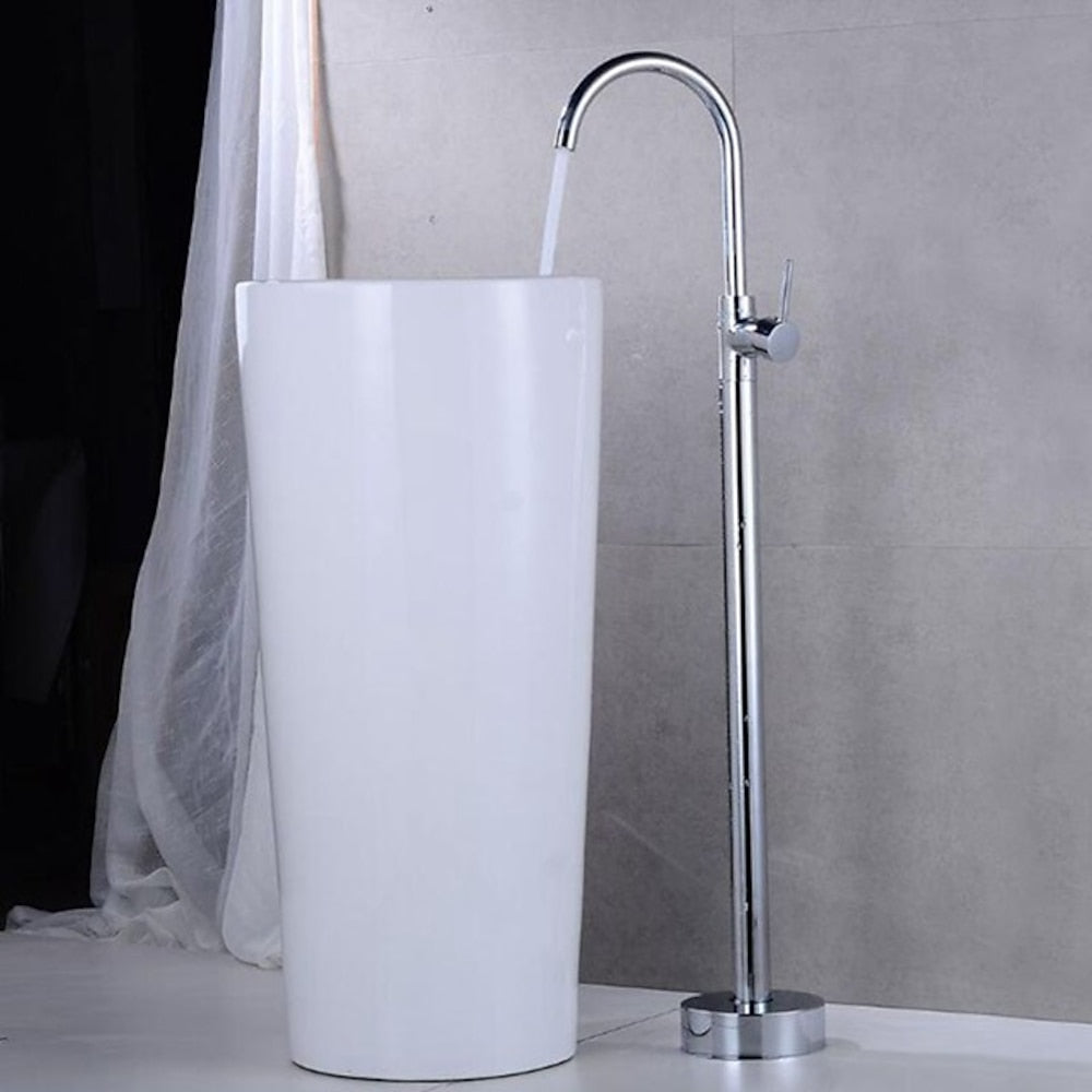 Freestanding Single-Handle Vessel Sink Faucet, Retro High Arc Spout Bathroom Faucet, Antique Brass / Chrome / Gunmetal