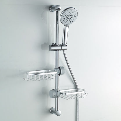 Modern Aluminum Faucet Storage Rack, Clamp-On Sink Caddy Organizer with Integrated Hooks, Black / Silver
