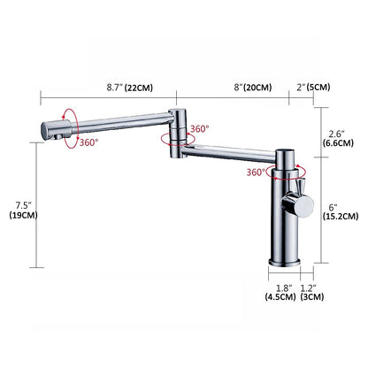 Chrome Foldable Pot Filler Faucet, Single-Hole Deck-Mount Cold Only Kitchen Faucet