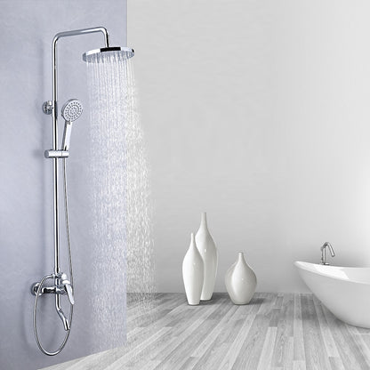 Chrome Modern Rainfall Tub Shower System, Single-Handle Wall-Mounted Shower System with Handheld Shower