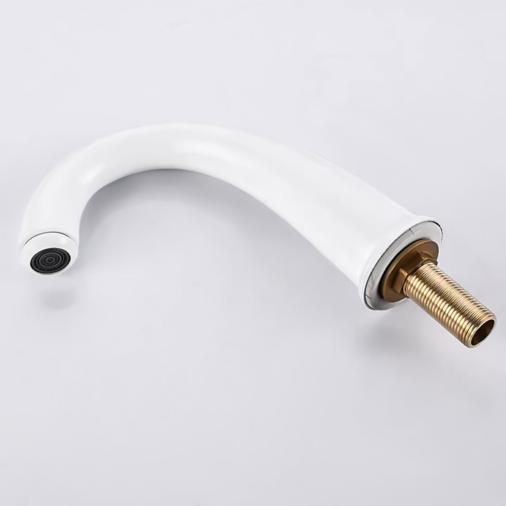 Modern High Arc Bathroom Sink Faucet, Widespread Dual-Handle Faucet, Matte Black / Matte White / Gunmetal / Chrome