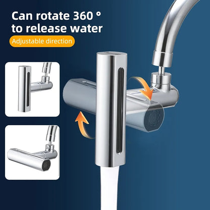 Chrome 360-Degree Swivel Waterfall Faucet Aerator, 4-in-1 Multi-Function Spray Head with Adapter