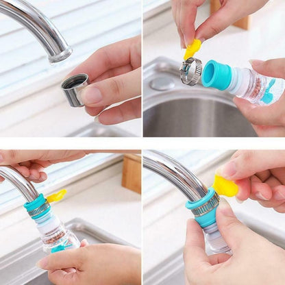 Sky Blue 360-Degree Swivel Faucet Aerator, Telescopic Splash-Proof Water Filter Nozzle
