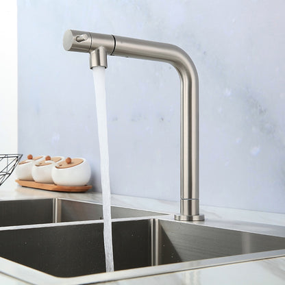 Pull-Out Brushed Nickel Kitchen Faucet, Contemporary Single-Hole Single-Handle Faucet
