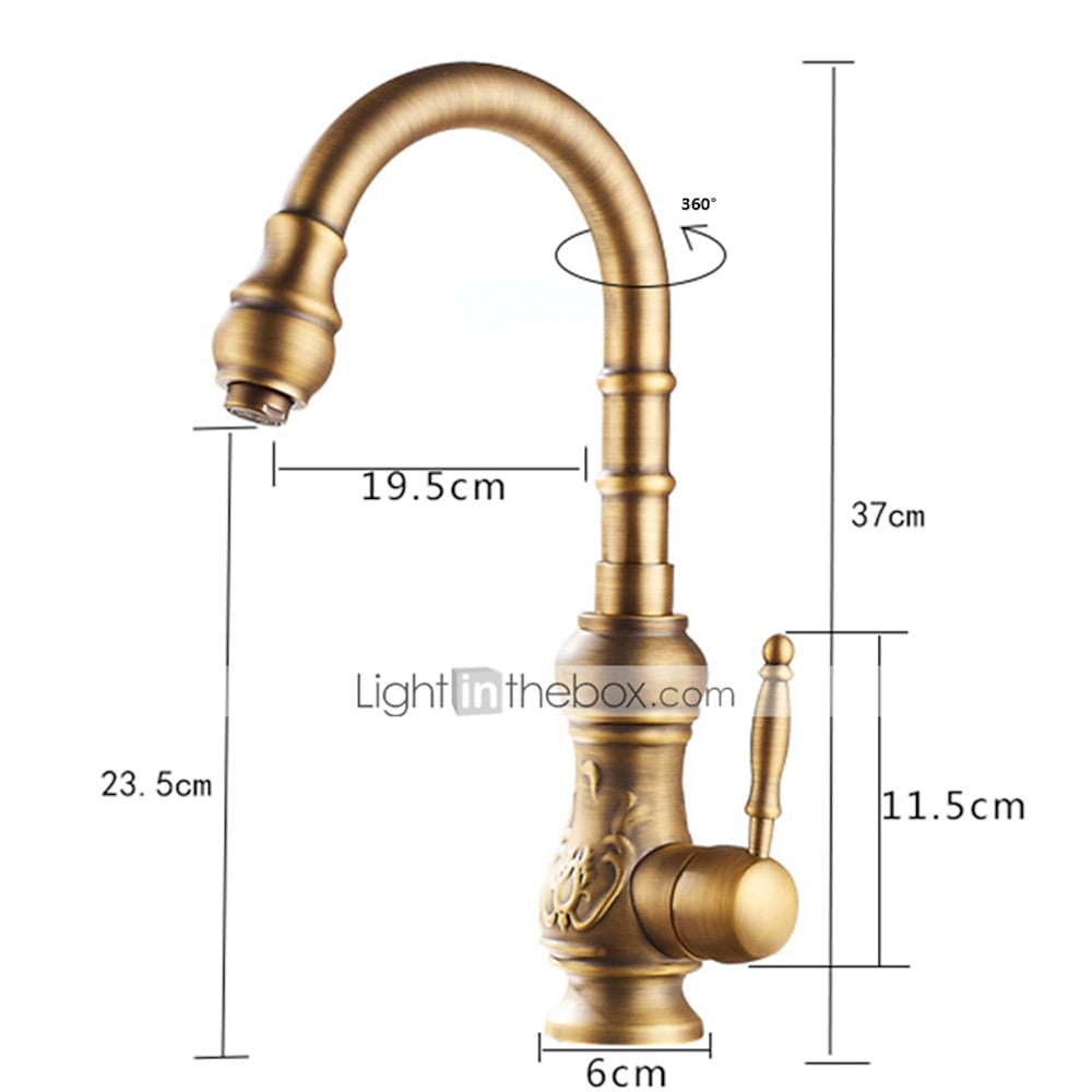 Antique Single-Hole Kitchen Faucet, Single-Handle High Arc Faucet