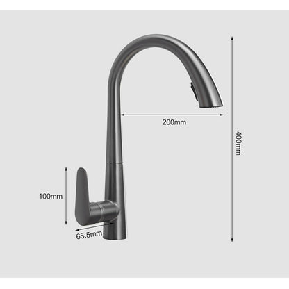 Pull-Down High-Arc Kitchen Faucet with Pop-Up Drain, Single-Handle Modern Faucet, Gunmetal / Matte Black / Chrome
