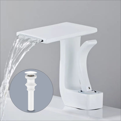Waterfall Single-Hole Bathroom Faucet, Single-Handle Faucet with Pop-Up Drain
