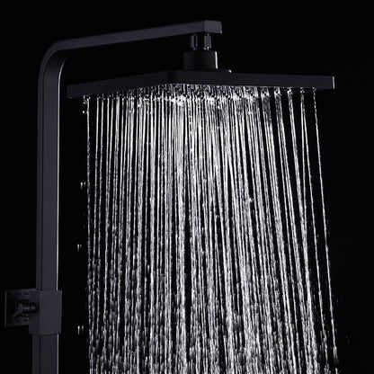 Modern Rainfall Tub Shower System, Wall-Mounted Exposed Shower Faucet with Handheld Spray