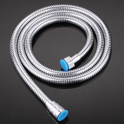 Flexible Stainless Steel Shower Hose, Bathroom Plumbing Extension Pipe, Silver / Black