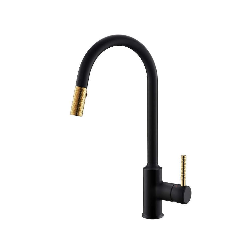 Pull-Down High-Arc Kitchen Faucet, Single-Handle Brass Faucet