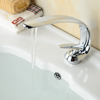 High Arc Chrome Bathroom Faucet, Modern Single-Hole Single-Handle Brass Faucet