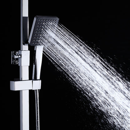 Modern Rainfall Tub Shower System, Wall-Mounted Exposed Shower Faucet with Handheld Spray