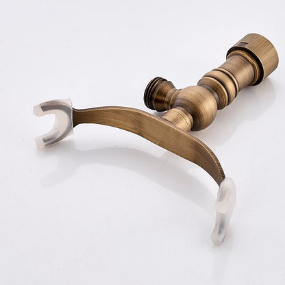 Antique Brass Wall-Mount Bathtub Faucet, Dual-Handle Tub Filler Faucet with Handshower