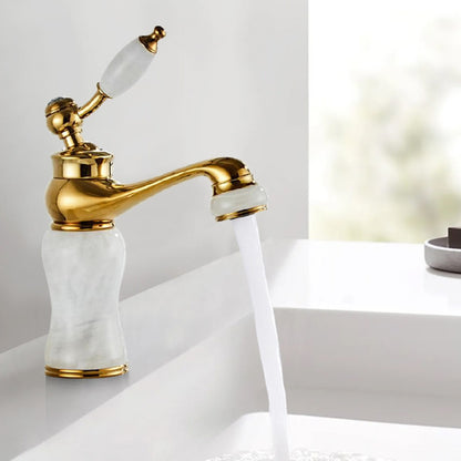 Traditional Single-Hole Bathroom Faucet, Single-Handle Brass Basin Faucet