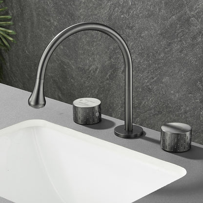 360-Degree Swivel Modern Bathroom Sink Faucet, 3-Hole Widespread Brass Faucet, Gunmetal / Matte Black / Brushed Gold / Chrome
