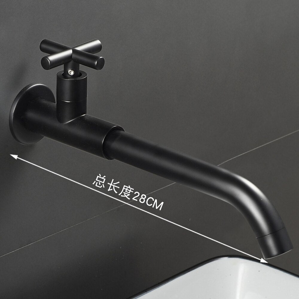 Wall-Mount Single-Handle Bathroom Faucet, Brass Sink Faucet with Swivel Spout / Cross Handle, Matte Black / Antique Brass / Chrome / Polished Gold / Gunmetal / Stainless Steel / Polished Brass
