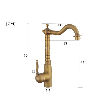 Traditional Antique Brass Kitchen Faucet, Single-Handle Swivel Spout Faucet