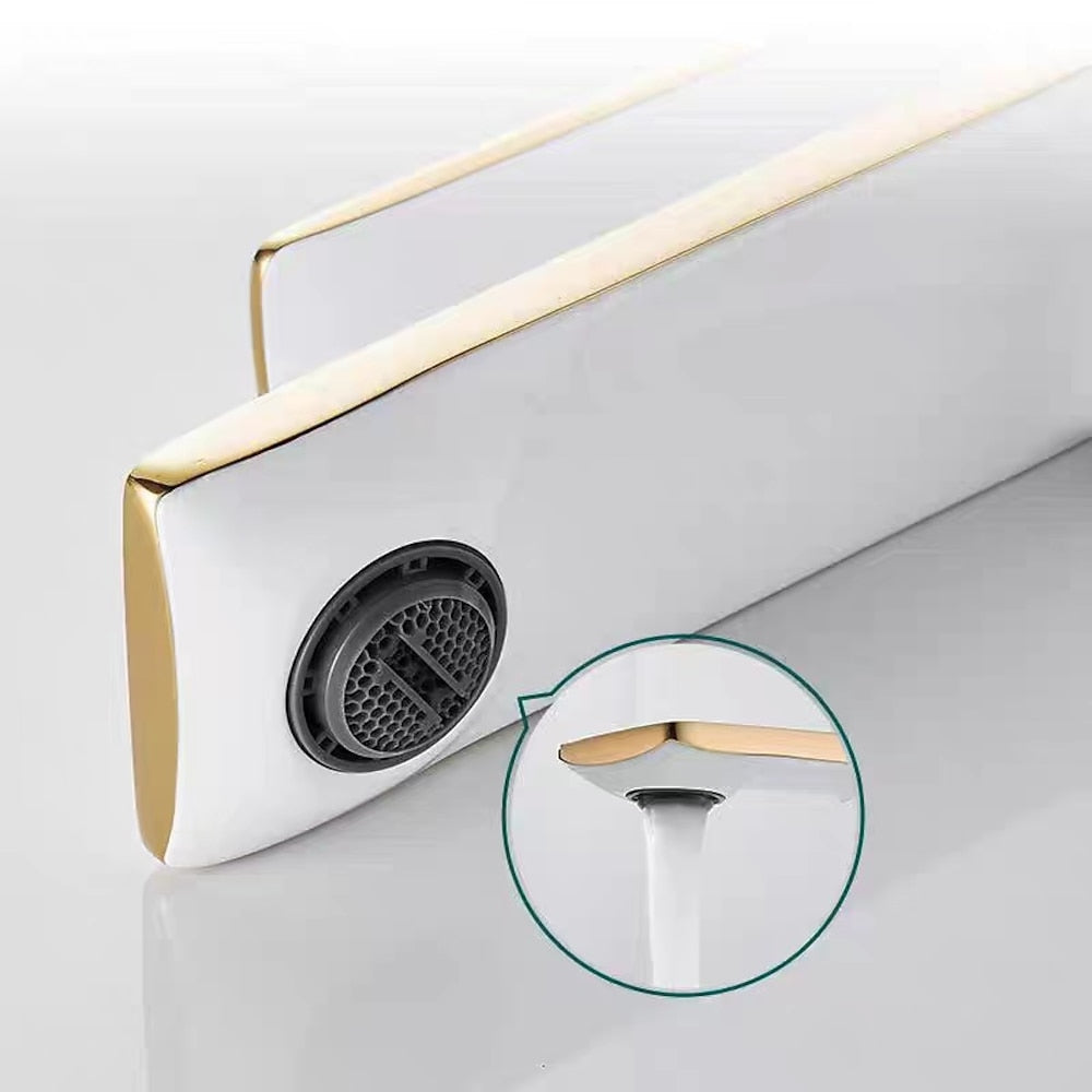 Waterfall Modern Single-Hole Bathroom Faucet, Single-Handle Brass Faucet
