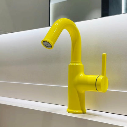 Modern High-Arc Bathroom Faucet, Single-Handle Single-Hole Faucet, Multi- / Green / White / Yellow / Pink / Gray / Silver