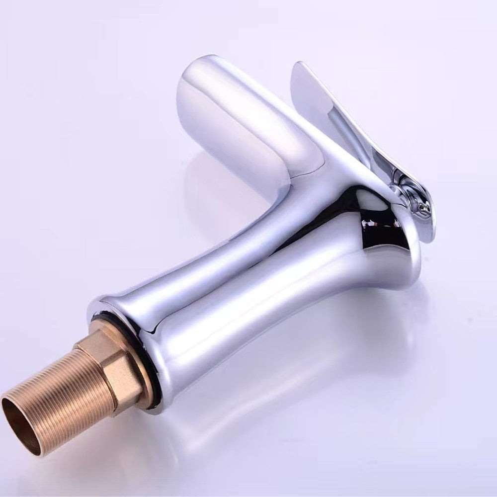 Waterfall Bathroom Sink Faucet, Single-Handle Brass Faucet
