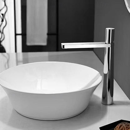 Modern Single-Hole Vessel Sink Faucet, Single-Handle Waterfall Spout Faucet, Matte White / Chrome / Matte Black / Gunmetal