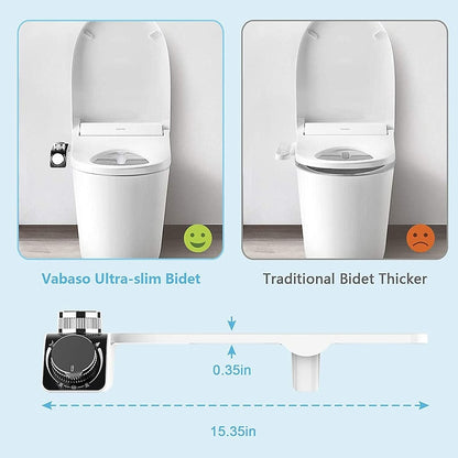 White Non-Electric Dual-Nozzle Bidet Attachment, Dual-Temperature Toilet Seat Sprayer with Chrome Control Knobs