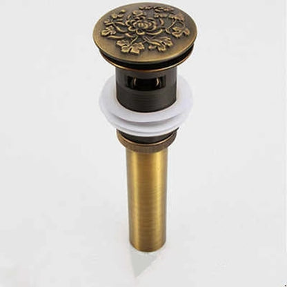Antique Brass Pop-Up Drain Assembly, Solid Brass Bathroom Vessel Vanity Sink Stopper
