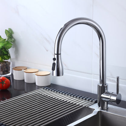 Modern Pull-Down Kitchen Faucet, Single-Handle High Arc Faucet, Chrome / Brushed Nickel / Matte Black
