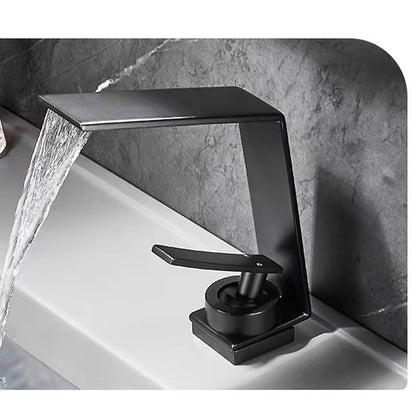 Waterfall Modern Single-Hole Bathroom Faucet, Single-Handle Brass Faucet