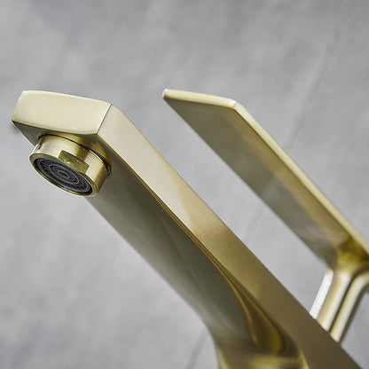 Modern Vessel Sink Faucet, Single-Handle Brass Bathroom Faucet