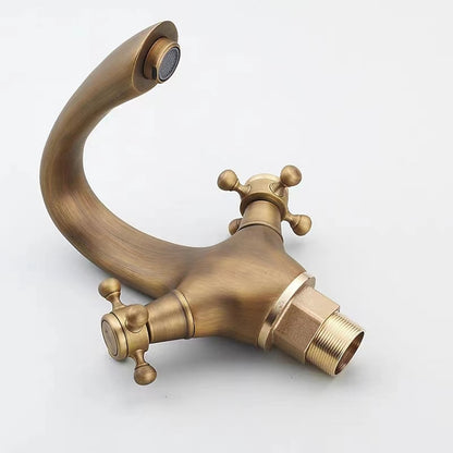 Traditional Dual-Handle Bathroom Faucet, High Arc Brass Sink Faucet, Polished Gold / Chrome / Antique Brass / Oil-Rubbed Bronze