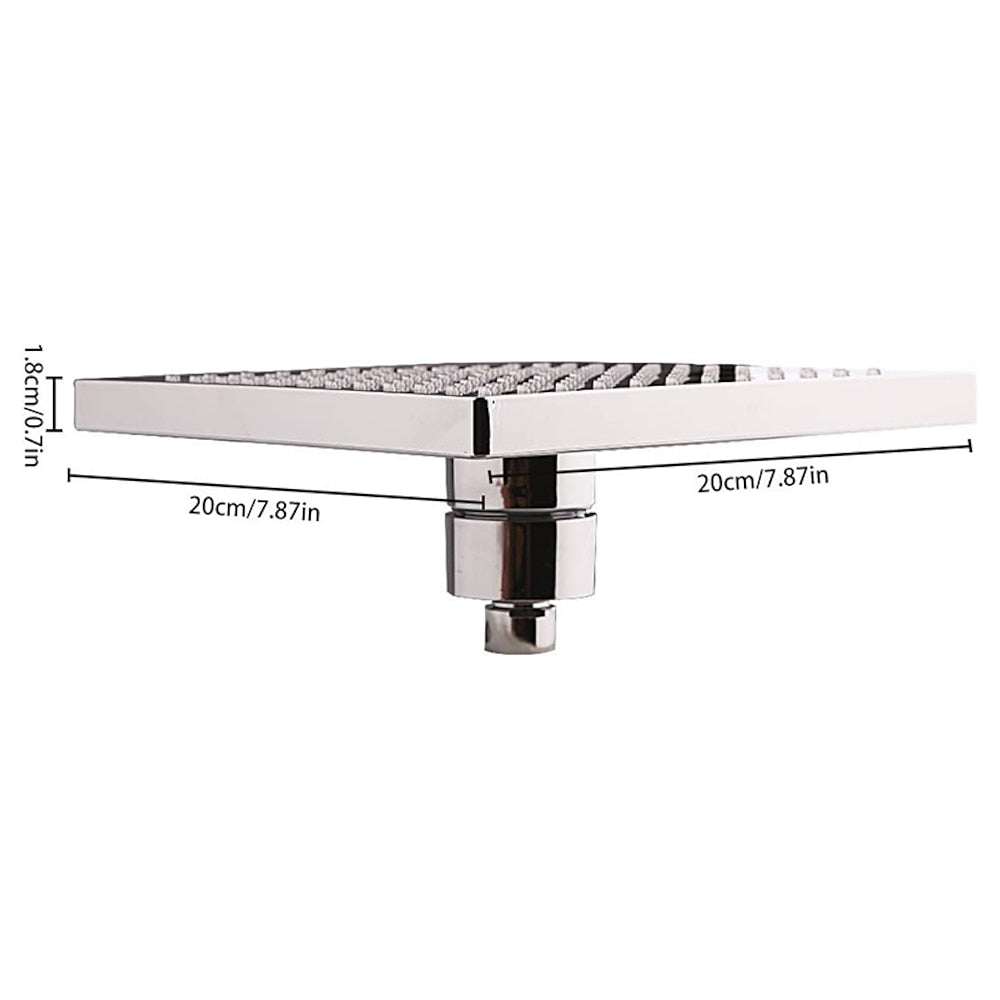 LED Temperature Changing Shower Head, Modern Chrome Plated ABS Square Rain Shower Head