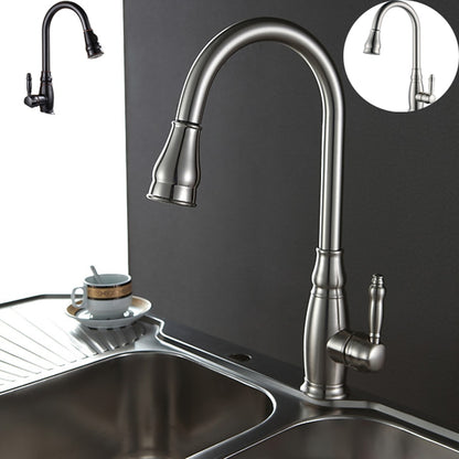 Traditional High-Arc Pull-Down Kitchen Faucet, Single-Handle Single-Hole Brass Faucet, Oil-Rubbed Bronze / Chrome / Brushed Nickel / Polished Gold