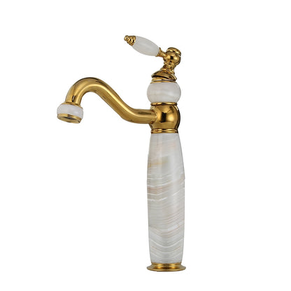 Vintage Natural Jade Vessel Sink Faucet, Single-Handle Swivel Spout Brass Faucet, Chrome / Polished Gold / Oil-Rubbed Bronze / Rose Gold