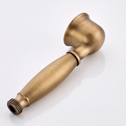 Antique Brass Wall-Mount Bathtub Faucet, Dual-Handle Tub Filler Faucet with Handshower