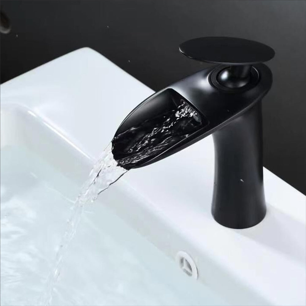 Modern Waterfall Bathroom Faucet, Single-Handle Single-Hole Faucet