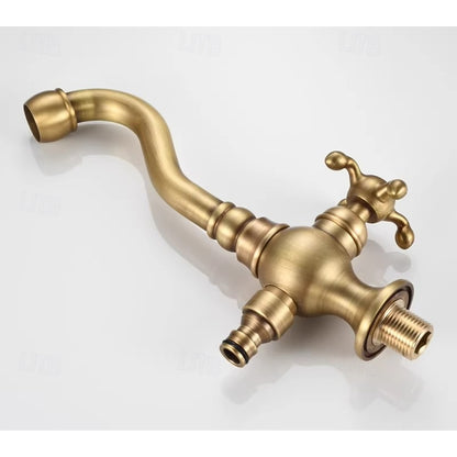 Vintage Wall-Mount Faucet, Single-Handle Swivel Spout Faucet, Antique Brass / Chrome / Matte Black