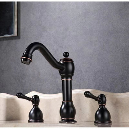 Modern High Arc Swivel Spout Bathroom Faucet, Double-Handle Widespread Faucet, Brushed Bronze / Brushed Nickel / Oil-Rubbed Bronze