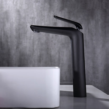 Matte Black Single-Hole Bathroom Faucet, Modern Single-Handle Brass Vanity Faucet