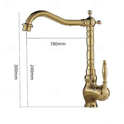 Vintage Tall Vessel Sink Faucet, Traditional Single-Handle Bathroom Faucet with High Arc Swivel Spout, Gold / Chrome / Antique Brass
