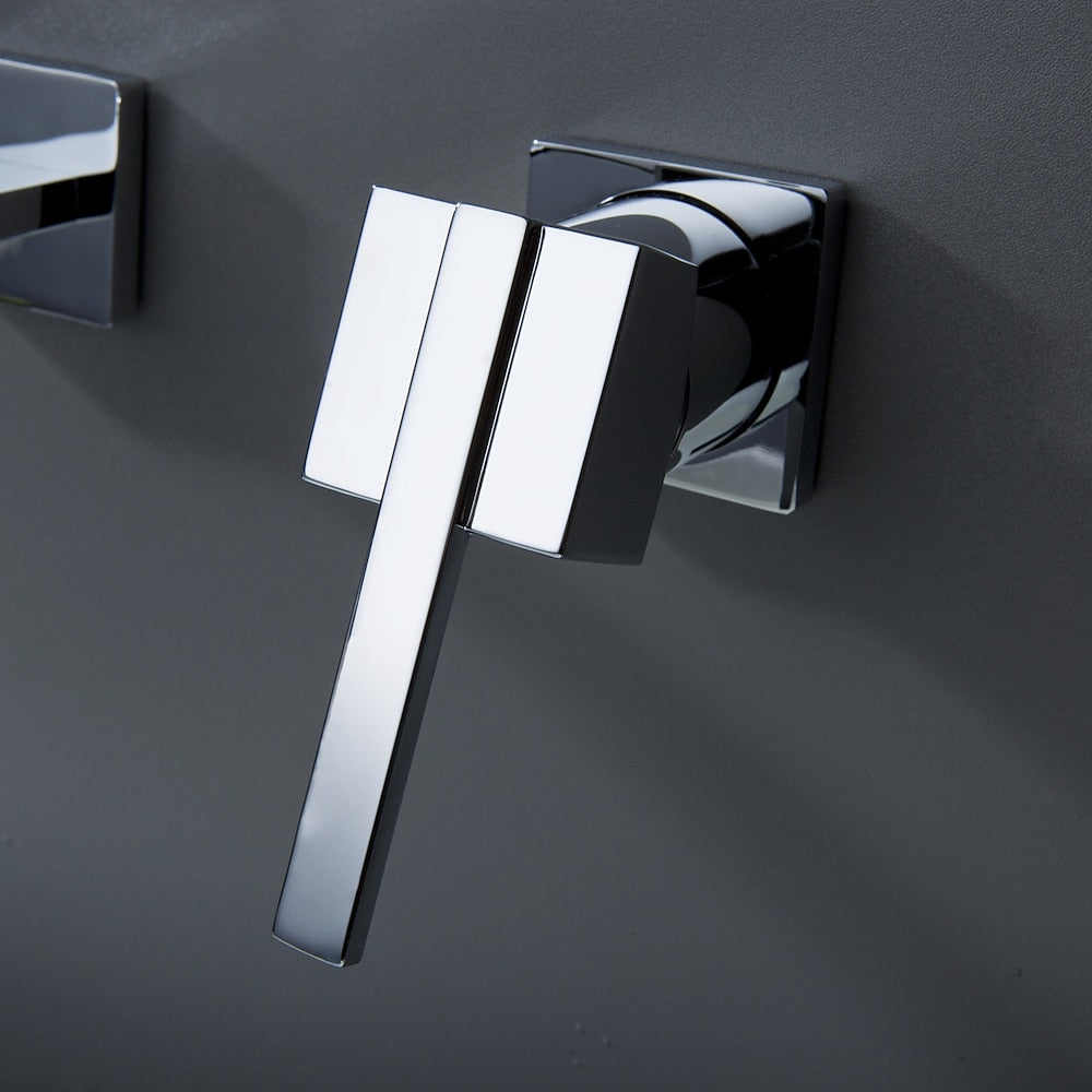 Waterfall Chrome Wall-Mount Bathroom Faucet, Single-Handle Brass Basin Faucet