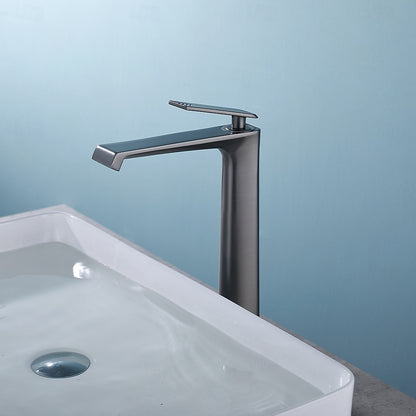 Modern Single-Hole Bathroom Faucet, Gunmetal Single-Handle Brass Faucet