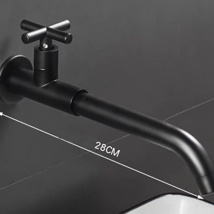 Modern Wall-Mount Bathroom Faucet, Single-Handle Swivel Spout Cold Only Faucet, Matte Black / Matte White / Antique Brass / Chrome